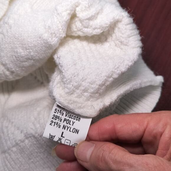 Pretty Guide Soft Cable Knit Sweater Women's Size L Cream Turtleneck Long Sleeve - Picture 11 of 12